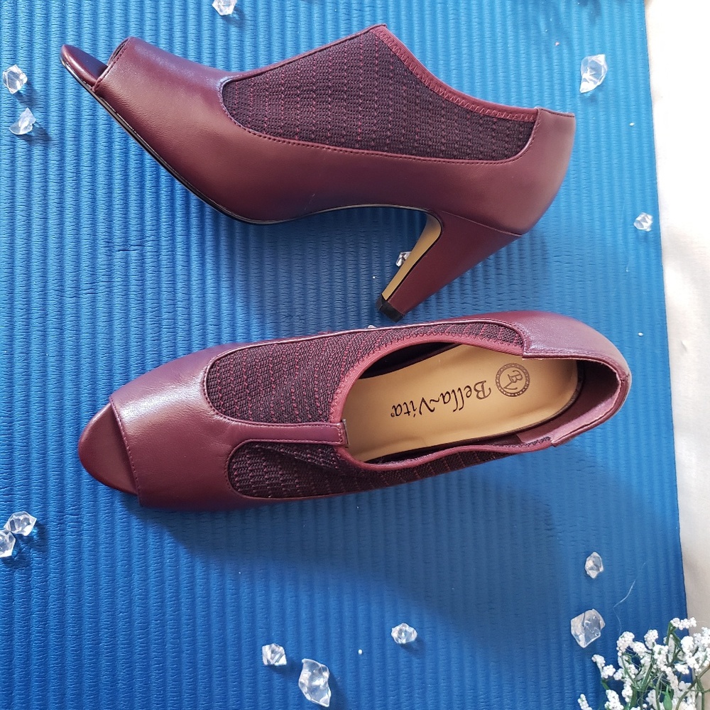 NIB Bella Vita burgundy Ninette peep toe heel - Picture 2 of 8